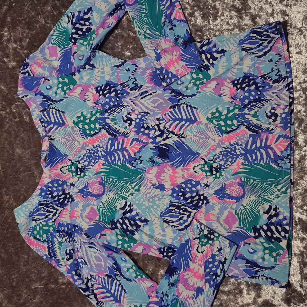 Lilly Pulitzer Tristan Top Boat Neck Long-Sleeve Twist Back Keyhole Blouse